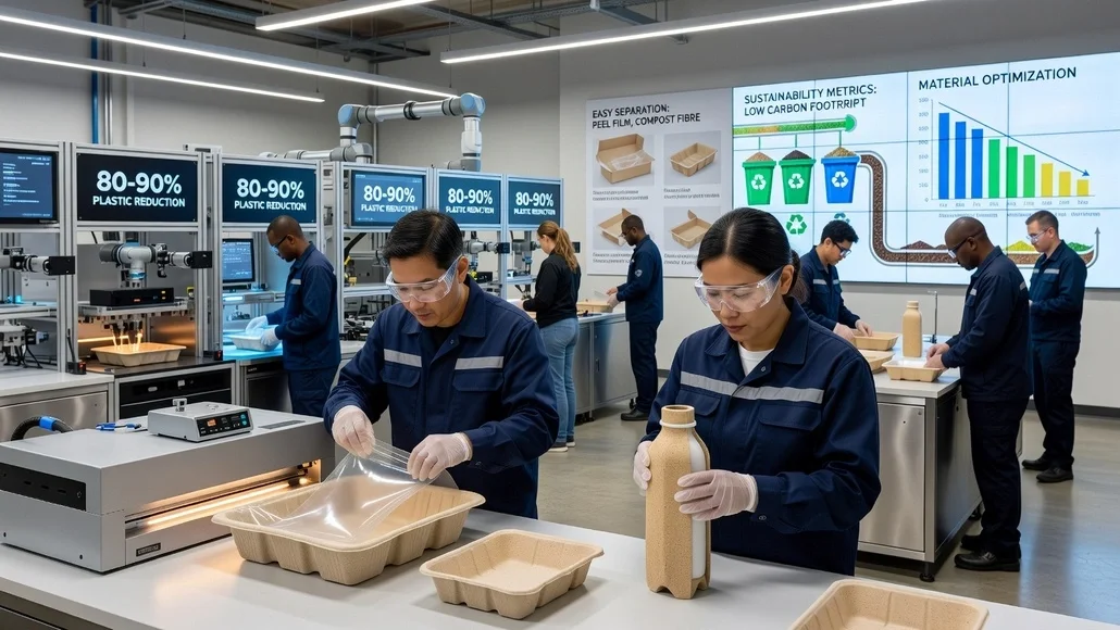 moulded fibre hybrid packaging