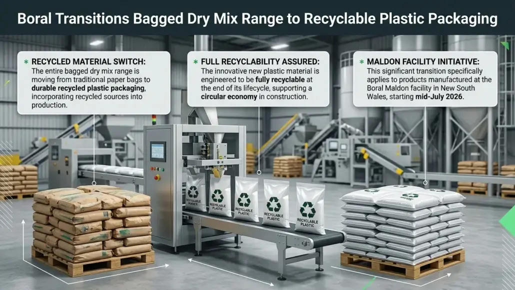 Boral Transitions Bagged Dry Mix Range to Recyclable Plastic Packaging