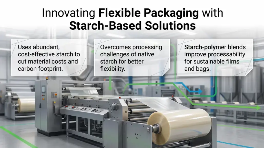Starch-Polymer Blends Improving Flexible Packaging Processability